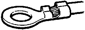 Diagram of an earth eyelet terminal and a separate threaded insert