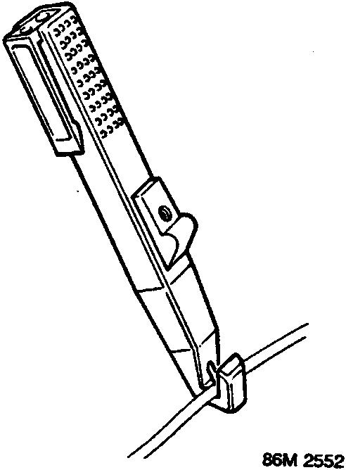 A hook and pin probe tool being used to access a wire terminal through the insulation, figure number 86M 2552