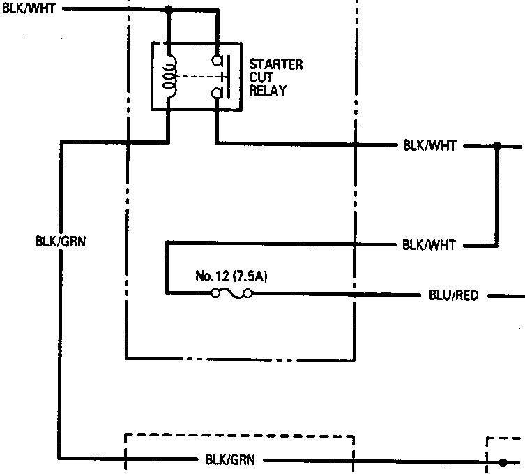 Wiring diagram for starter cut relay and fuse connections
