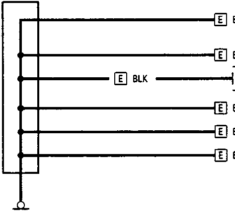 Fuse box G301 with connections for left headlight/parking light, security siren (some model versions), left front turn signal light, vehicle speed sensor (VSS), windshield wiper motor, windshield washer motor, and headlight washer motor.