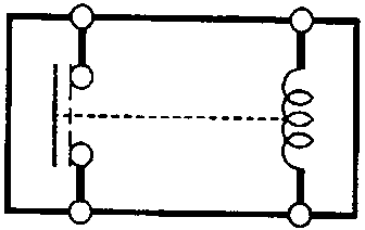 Schematic diagram of a relay showing terminals A, B, C, and D with internal coil and switch contacts