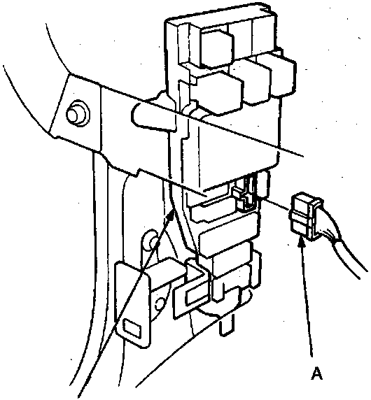 Diagram showing the passenger compartment fuse/relay box with a 7-P connector attached