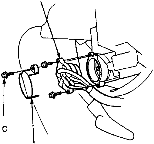 Diagram showing the ignition switch, switch cover, and bolt assembly