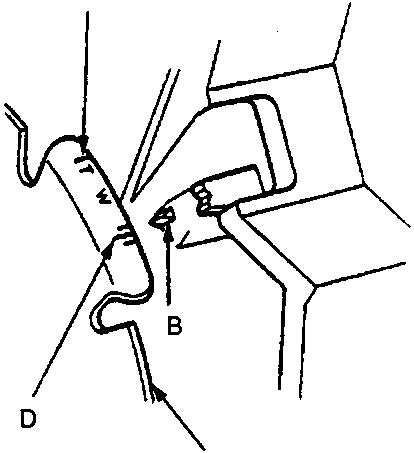 Diagram showing service check connector under dash with jumper wire connecting terminals