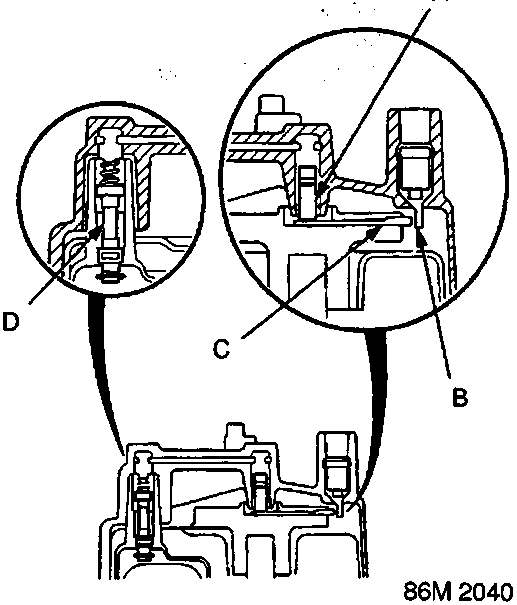 Diagram of distributor top end showing carbon point, distributor cap terminal, distributor rotor terminal, and contact point
