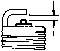 Diagram showing the measurement of the spark plug electrode gap