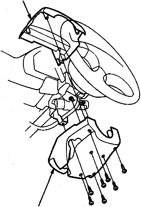 Diagram of steering column showing upper and lower column covers with callout labels A and B