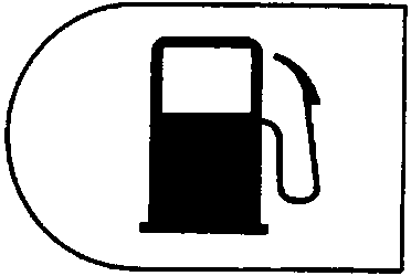 Symbol of a fuel pump representing the low fuel indicator light
