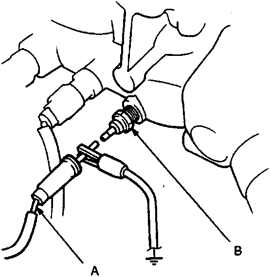 Diagram showing the RED wire disconnected from the ECT sending unit and earthed with a jumper wire