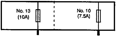 Electrical circuit diagram showing the auxiliary fuse holder, under-dash fuse/relay box, various light circuits including parking lights, taillights, licence plate lights, and glove box light, with wire color codes R/B, R/Y, B and ground points G301, G201, G501, G452, G401, G402.
