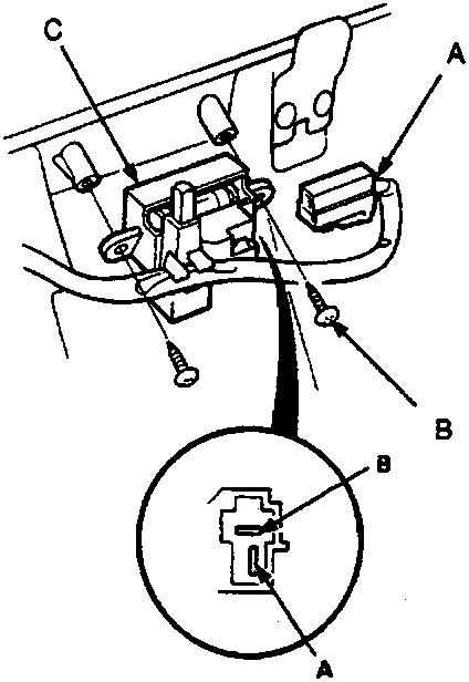 Glove box light assembly showing 2-P connector, screws, and light unit location