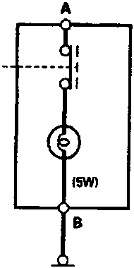 Schematic diagram of glove box light circuit with lid switch and 5W bulb