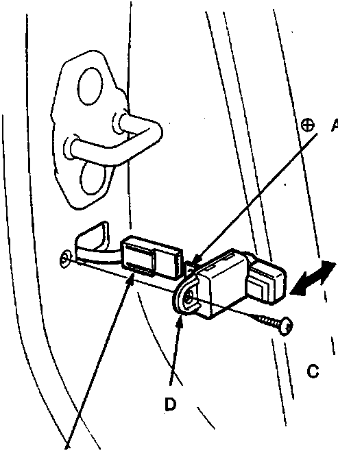 Diagram of door switch assembly with callouts A through E