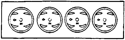 Top view of four pistons arranged in a row