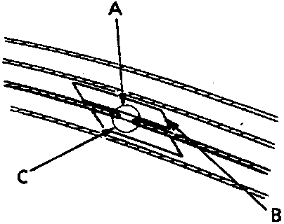 Diagram showing a break in a demister wire masked with cellophane tape