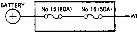 Electrical circuit diagram for power mirrors without demister, showing connections from battery through fuse/relay boxes, ignition switch, power mirror switch, and left/right mirror motors to ground G501. Wire colors and terminal numbers are labeled throughout the schematic.