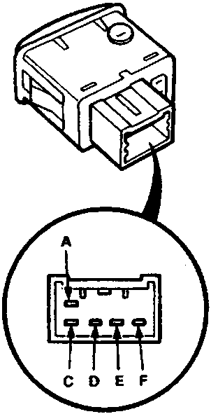 Diagram of the 6-P connector showing terminals A, C, D, E, F