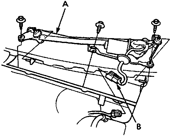 Diagram showing wiper linkage assembly and 5-P connector location