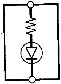Circuit diagram for the indicator showing connections to the fuse (D) and security alarm control unit (E)