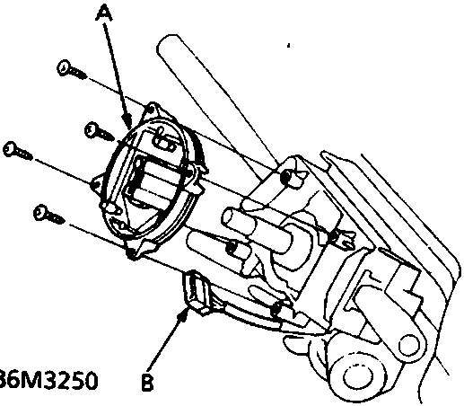 Diagram showing slip ring and connector assembly with labels A, B and reference number 86M3250