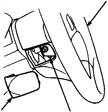 Diagram showing the steering column area with callout lines A, B, and C pointing to specific components.
