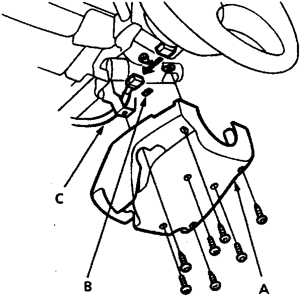 Diagram of steering column lower cover, connector lock, and SRS main harness