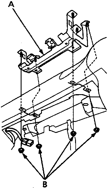 Diagram showing module bracket and mounting nuts on dashboard assembly, reference 86M3338