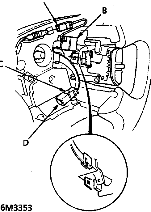 Diagram of steering column connectors and cable reel