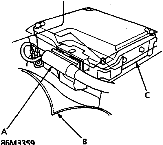 Diagram showing SRS unit, carpet and SRS main harness 18-P connector location