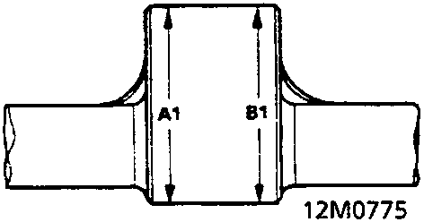 Diagram showing measurement points A1 and B1 on the balancer shaft journal for taper measurement