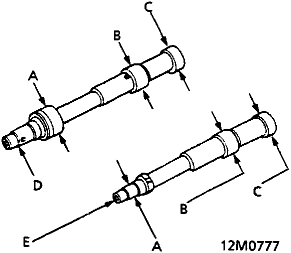 Diagram showing balancer shafts with measuring points labeled A, B, C, D, and E
