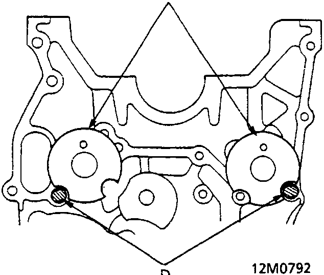 Diagram of cylinder block showing locations A, B, C, and D with callout lines. Figure number 12M0792 at bottom right.
