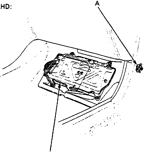 Diagram of the engine compartment showing the location of components A and B.