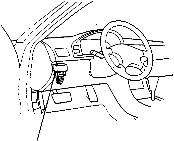 Diagram of the passenger compartment dashboard area showing the location of component C.