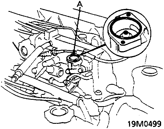 Diagram showing the location of the fast idle thermo valve on the engine assembly