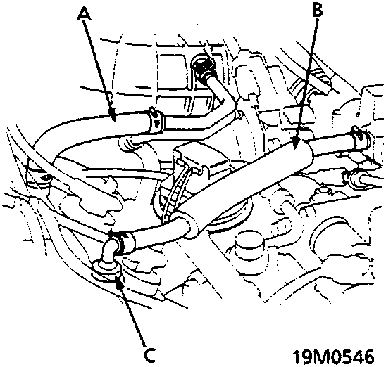 Diagram of PCV system components showing breather hose, PCV hose, and PCV valve connections on the engine