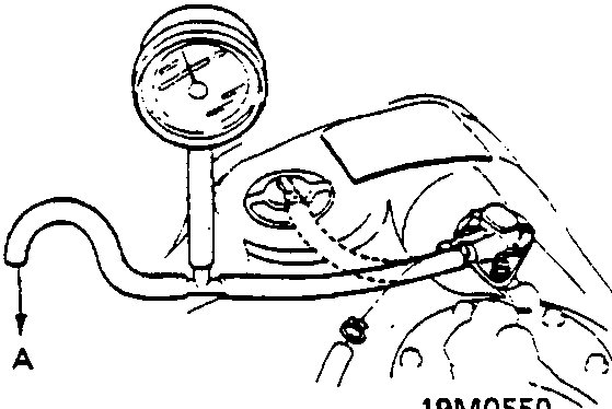 Diagram showing pressure side connection with vacuum pump hose moved to pressure fitting
