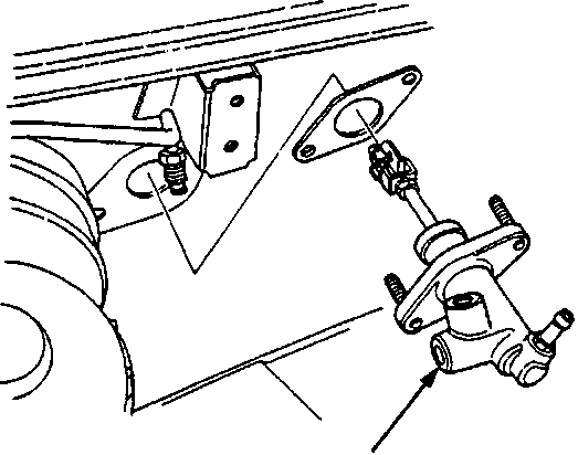 Diagram showing removal of the clutch master cylinder from the firewall