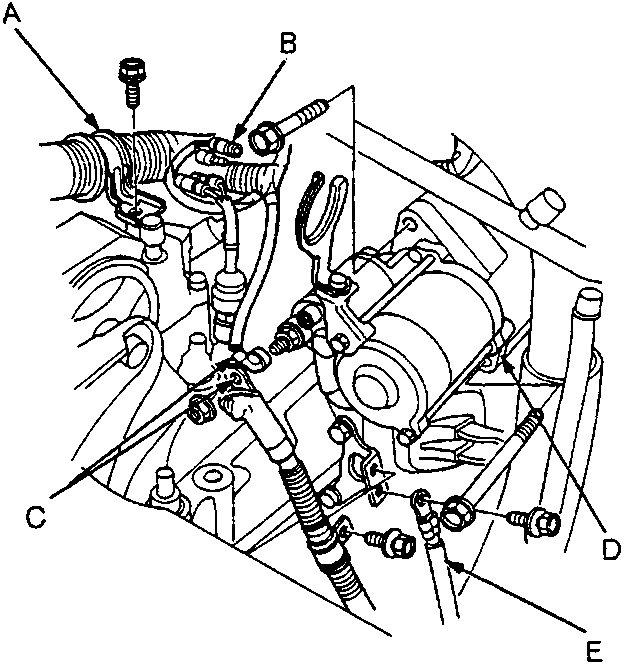 Diagram showing the shift cable, select cable, and cable bracket on the gearbox top housing