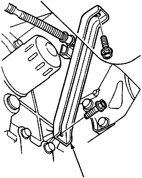Diagram showing the intake manifold stay (A) with its mounting bolts
