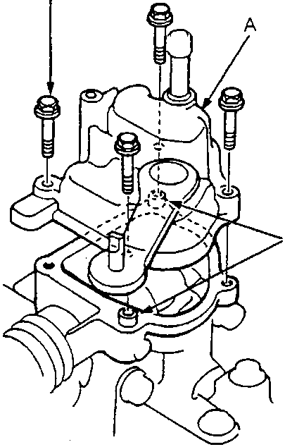 Shift arm cover assembly showing bolts and dowel pins