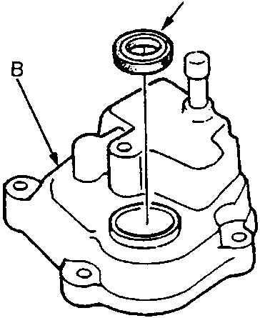 Diagram showing oil seal and shift arm cover on gearbox housing