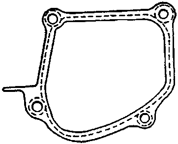 Diagram of a rectangular liquid gasket with four mounting holes, labeled A.