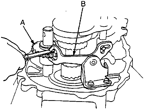 Diagram showing reverse idler gear and reverse shift fork