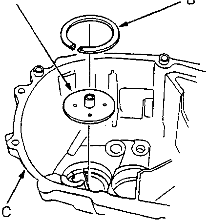 Diagram showing oil guide plate, thrust shim, and gearbox housing