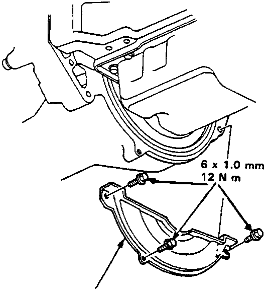Diagram showing clutch case cover A, annotated with dimensions 6 x 1.0 mm and torque 12 N m, figure number 37M0307