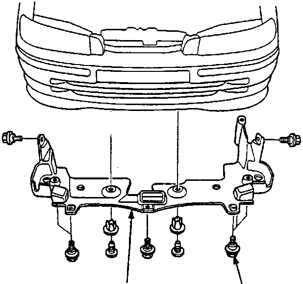 Diagram of engine splash shield with mounting bolts labeled A and torque specification 6 x 1.0 mm 10 N m