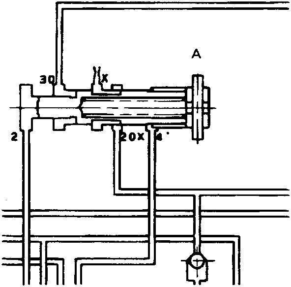 Diagram showing internal components of a valve assembly with callout labels A and B, and reference number 44M 0264.