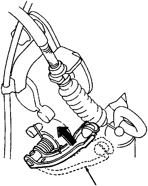 Diagram showing throttle control lever A being lifted at the gearbox