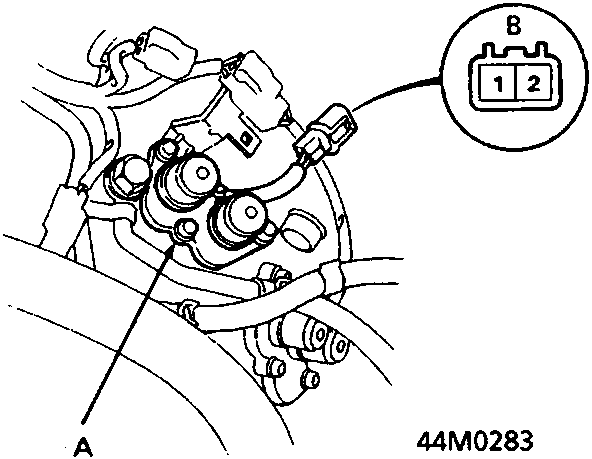 Lock-up control solenoid valve assembly with connector view from terminal side
